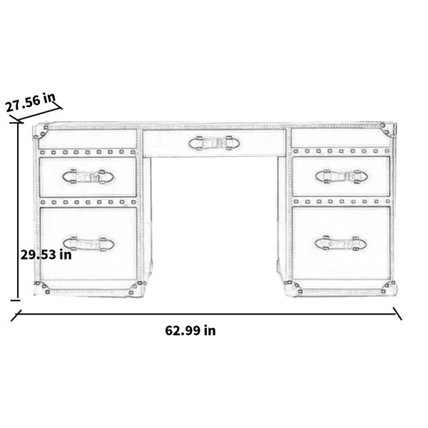 Williston Gwynevere Aluminum Rectangle Writing Desk Office Set
